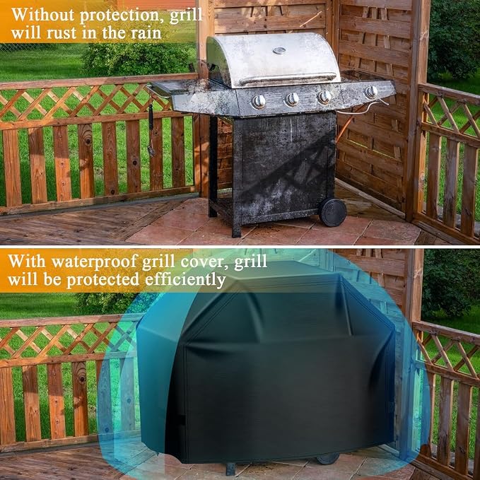 Aoretic 72-inch BBQ Gas Grill Cover for Outdoor Grills - Waterproof, Anti-UV for Weber, Char-Broil, Monument, Dyna-Glo, Nexgrill - Spun Polyester