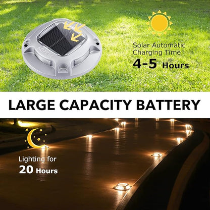 AGPTEK Solar Driveway Lights Outdoor 16 Pack, 2 Color Modes LED Deck Dock Marine Waterproof Driveway Marker Lights for Step Sidewalk Stair Garden Pathway Walkway Yard (Warm White/Cool White)