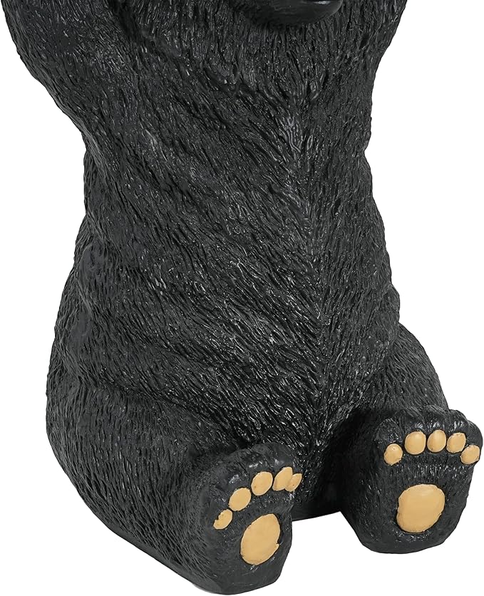 Christopher Knight Home Blitz Bear Outdoor Side Table, MGO Bear Statue with Display Tabletop, Hand Painted Sculpture, Cute Small End Table for Indoor/Outdoor, No Assembly Required, Black + Brown