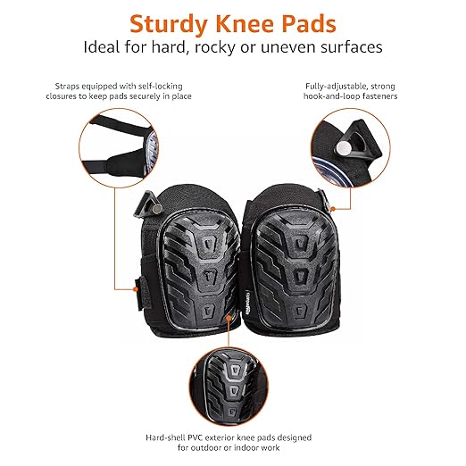 Amazon Basics Professional Gel Cushion Knee Pads - 1 Pair, Black