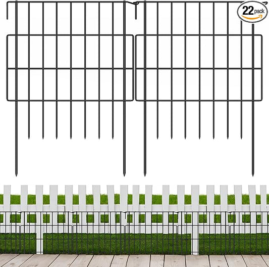 Decorative Garden Fences 17in x 23.3ft, 22 Pack Outdoor Fencing Animal Barrier Dog Border with 1.25in Gap, Metal Wire Fence Panels for Garden Decor, Flower Bed Edging Borders for No Dig Patio Yard