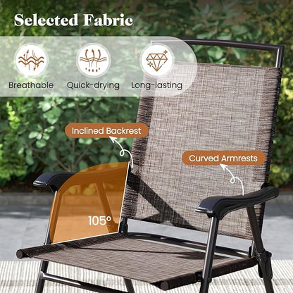 S AFSTAR 3-Piece Bistro Set, Patio Furniture Set for Outdoor Poolside Balcony Garden Yard, 28" H Outdoor Round Table and 2-Pack Folding Chairs, 3PCS Bistro Dining Furniture Set
