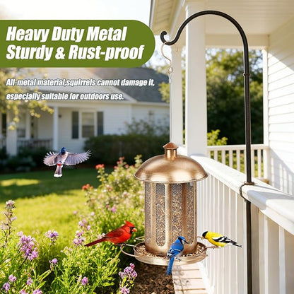 Bird Feeder, Large Capacity Bird Feeders for Outdoor Hanging, Heavy Duty Metal Wild Birdfeeder for Outside Garden Yard Decor, Retro Lantern Shape