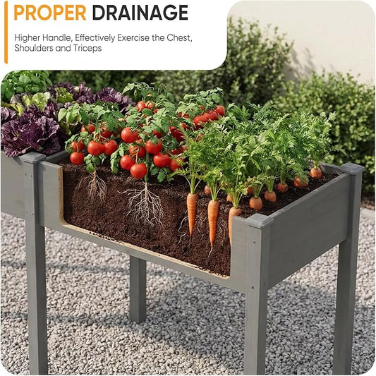 NEWBULIG Raised Garden Bed with Legs 72x23x30in,Elevated Wood Planter Box Stand for Outdoors Garden Balcony Courtyard, Natural Wood 600 Pound Capacity for Planting Herbs Flowers Vegetables, Grey