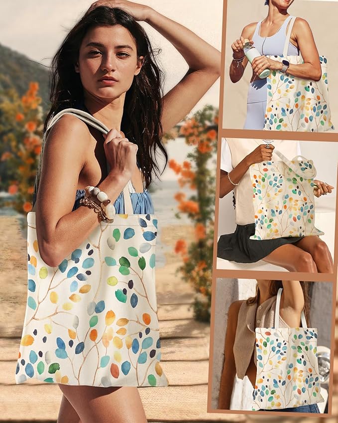 Miss Adola Aesthetic Canvas Tote Bag for Women - Sturdy Cloth Cotton Totes Bag with Pattern Shoulder Bag