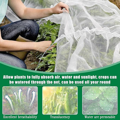 10 X 100 FT Garden Mesh Netting Pest Barrier for Raised Beds, Fruit Tree Netting for Cicadas, Bird Insect Nettings for Garden, Blueberry Bush Strawberry Netting Cover for Garden Protection
