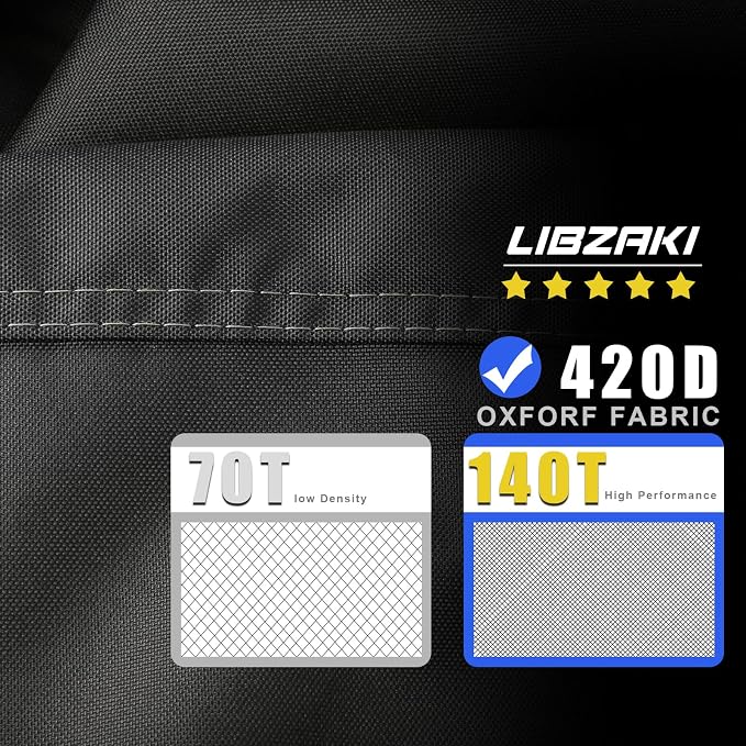 LIBZAKI Grill Cover 420D Waterproof, Weather Resistant, Rip-Proof, Anti-UV, Fade Resistant,Gas Grill Cover for Weber,Char Broil,Nexgrill Grills, etc.48 inches-Gray/Orange