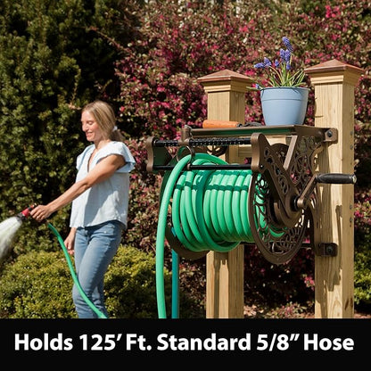 Liberty Garden Products Garden 707 Decorative Wall Mount Garden Guide Hose Reel, Bronze