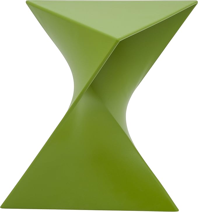 LeisureMod 15.75" Stackable Weather-Resistant Plastic Triangular Side Table - Accent End Table for Indoor & Outdoor Use (Green, Set of 2)