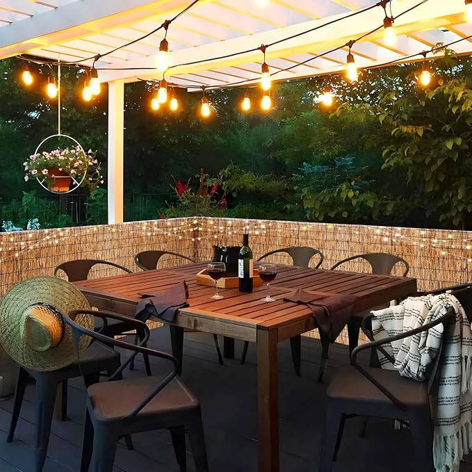 Natural Reed Fencing Rolls: Privacy Bamboo Fence 3/4/5/6ft High Roll Reed Screen, Decorative Bamboo Fencing for Outdoor Balcony Patio Garden Backyard,with Cable Zip Ties(Coffee, 2.6x6.6ft)