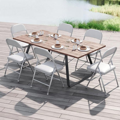 Nazhura 4 Pack Folding Chairs with Padded Vinyl Cushion Chairs with Comfortable Cushion and Durable Steel Frame for Home and Office, for Indoor and Outdoor Events (White, Vinyl)