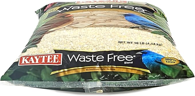 Kaytee Wild Bird (No Mess or Waste Free) Food Seed Blend for Blue Jays, Woodpeckers, Juncos, Cardinals, Grosbeaks, Sparrows, and Finches, 10 Pound, (Packaging May Vary) (Pack of 2)