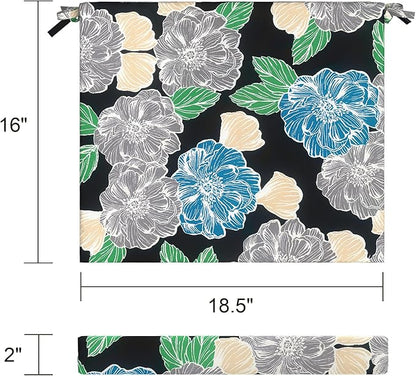 LVTXIII Outdoor Seat Cushions Set of 2 Square Corner Chair Cushions with Ties, Patio Chair Pads for Home Office and Patio Garden Furniture Decoration 18.5"x16"x2", Peony Garden