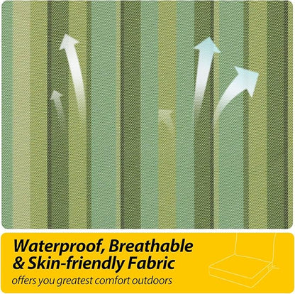 AAAAAcessories Outdoor Seat Cushions for Chairs, Fade-Resistant, Waterproof Patio Furniture Replacement Cushions, 25.5" x 25.5" x 5" + 25.5" x 19", Mossy Forest Stripe