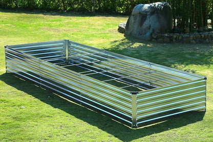 Meberam 2 Pack 12x2x1FT Galvanized Raised Garden Beds Kit Outdoor Metal Gardening Planter Box for Vegetable Elevated Flower Herbs,Silver