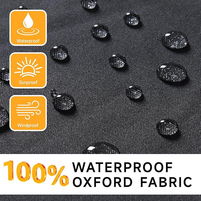 ONBRILL Patio Furniture Set Covers, 128 × 84 × 28 inch Outdoor Furniture Set Covers Waterproof, 600D Heavy Duty Oxford Patio Table Cover with Windproof Buckles for Patio Table and Chair Set, Black