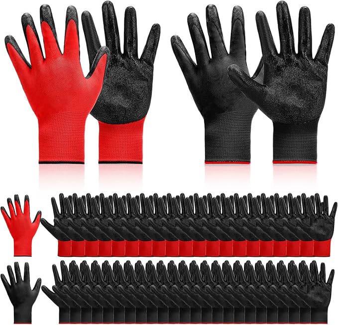 Sintuff 120 Pairs Gardening Gloves Bulk for Men Women Breathable Rubber Coated Gloves for Garden Yard