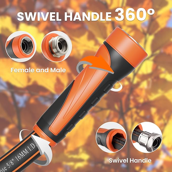 Giraffe Tools Garden Leader Hose 3ft x 5/8", Short Water Hose Heavy Duty, Flexible, Lightweight Hybrid Hose with Swivel Handle, Male to Female Fittings, Burst 600 PSI