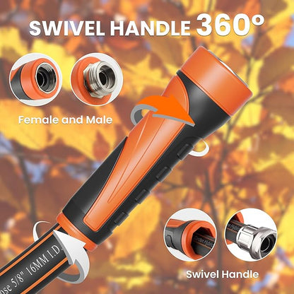 Giraffe Tools Garden Hose 5/8", Water Hose Heavy Duty, Flexible, Lightweight Hybrid Hose with Swivel Handle, 3ft Male to Female Fittings, Burst 600 PSI, Short Leader Hose