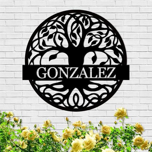 Tree of Life Custom Metal Signs, Personalized Tree of Life Family Sign Wall Decor, Outdoor Yard Decor, Last Name Sign for Home, Black Metal Wall Art, Housewarming Decorations Gift