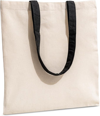 Carrywell (Not Made In China) Canvas Tote Bags 5-Pack, 15"x16", Bulk Organic Cotton Reusable Shopping Bag, Blank Cloth Totes With Handles