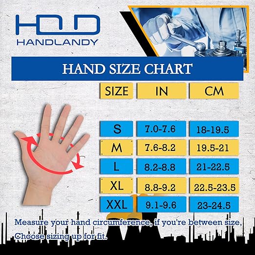 HANDLANDY Leather Work Gloves Mens & Women, Utility Safety Mechanic Working Gloves Touch Screen, Flexible Breathable Yard Work Gloves (Large, Brown-Cowhide Palm)