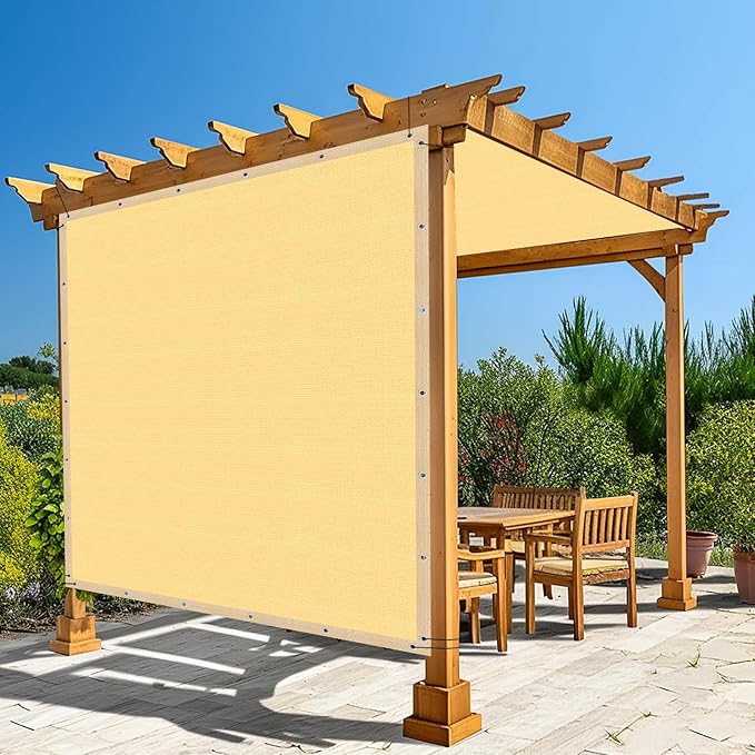 Amagenix 90% Shade Fabric 21'X 21' Sand Sun Shade Cloth with Grommets for Pergola Replacement Shade Cover Canopy, Heavy Duty, Cable Zip Ties Included (We Customized)