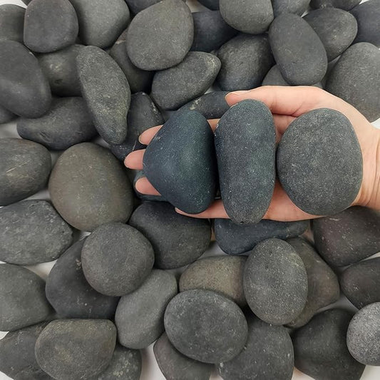 FANTIAN 5 lbs Black Stones Pebbles for Planters, 2-3 Inch Natural Decorative Black River Rocks for Outdoor Landscaping, Aquarium, Garden, Walkways, Fountain and Painting Rocks