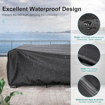 Patio Furniture Covers, Heavy Duty Outdoor Furniture Cover Waterproof, Sectional Sofa Set Covers Table and Chair Set Cover, 74"L×47"W×28"H