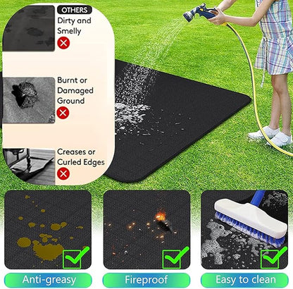 UBeesize Thickened 48x36 inches Under Grill Mat for Outdoor Grill,Double-Sided Fireproof Grill Pad for Fire Pit,Indoor Fireplace Mat Fire Pit Mat,Oil-Proof Waterproof BBQ Protector for Deck and Patio