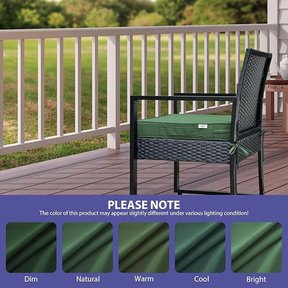 Outdoor Chair Cushions Set of 4,Waterproof Outdoor Seat Cushions for Patio Furniture,Patio Chair Cushion with Handle and Ties, Square Out Door Chair Pads,19" x 19" x 3", Forest Green