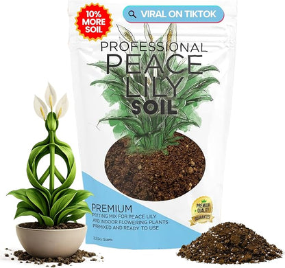 Professional Peace Lily Soil 8.2 Quarts Ready to Use, Premium Potting Soil for Peace Lily Plant Indoor, Peat Moss Coco Coir Perlite Dolomite, Well Draining Peace Lily Potting Soil Made in USA