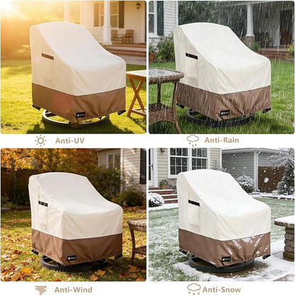 Outdoor Swivel Rocker Chair Cover 2Pack, Waterproof Rocking Chair Covers, All-Weather Protection Outdoor Lawn Patio Furniture Covers for Patio Chair 32" W x 35" D x 32" H, Beige