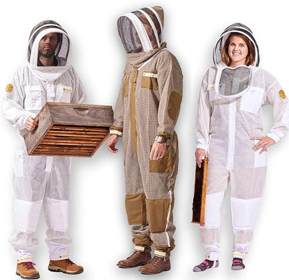 Beekeeping Veil - Replacement Round or Fencing Style, Universal Fit for All Suits & Jackets, 3-Layer Mesh for Maximum Sting Protection, White