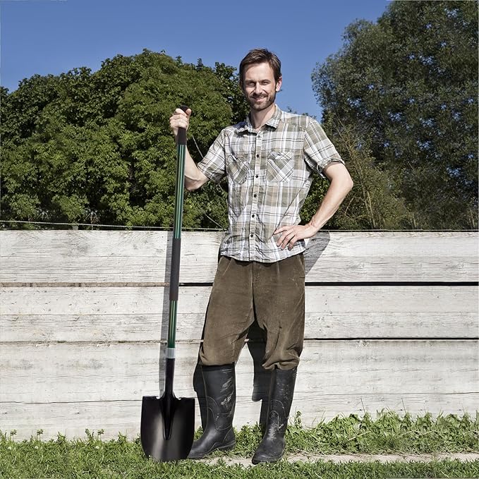 VNIMTI Heavy Duty Gardening Shovel, 56 Inch Round Blade with Fiberglass Handle (Green)