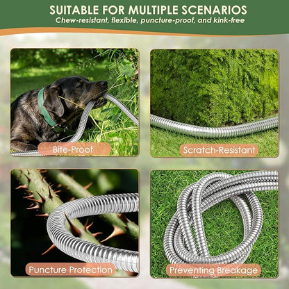 FlexiSolve Stainless Steel Garden Hose 25 ft - Heavy Duty Durable Metal Water Hose, Kink Resistant, Lightweight, Flexible, Rust Proof, UV Resistant - Ideal for Yard, Lawn, Plant Watering & Car Washing