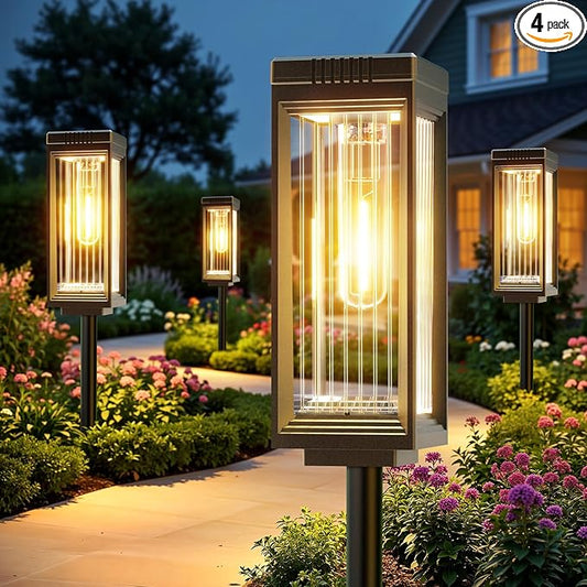 ELECLINK Solar Pathway Lights Outdoor, 4 Pack Upgraded Solar Lights Outdoor Waterproof, Bright Up to 15 Hrs Auto On/Off Garden Light for Yard Patio Lawn Path Walkway Driveway Outside Decor