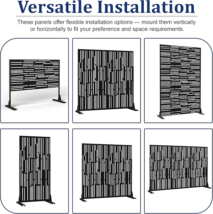 Outdoor Privacy Screen,72" H×47" W Metal Privacy Screen, Freestanding Privacy Fence Panels for Patio