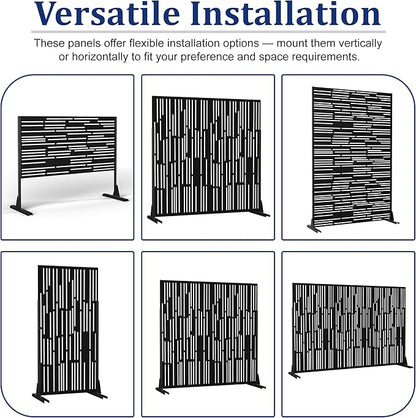 Outdoor Privacy Screen,72" H×47" W Metal Privacy Screen, Freestanding Privacy Fence Panels for Patio