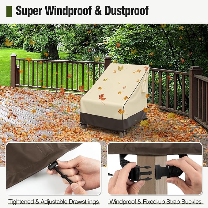 MR. COVER Patio Chair Cover Waterproof, UV Resistant Outdoor Lawn Patio Furniture Protective Cover, Heavy Duty Oxford Cloth Windproof Garden Lounge Deep Seat Cover Fits up to 33"W x 40"D x 35"H