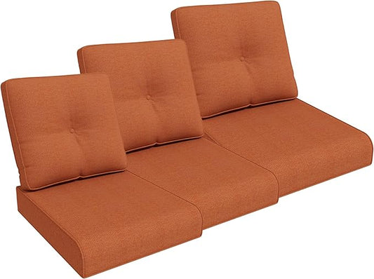Outdoor Chair Cushions Set for Patio Furniture, 22x25/22x24 Inch, Waterproof & Fade Resistant Patio Chair Cushions, Thick Patio Furniture Cushion for Chair, Sofa, and Couch (Orange, 3 Set)
