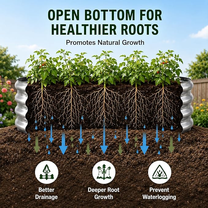 HOOPLE 2 Pack Raised Garden Bed 4x2x1FT, Galvanized Metal Raised Garden Bed Outdoor, Oval Design with Open Base for Better Drainage, Compact Garden Bed for Vegetables, Herbs & Flowers