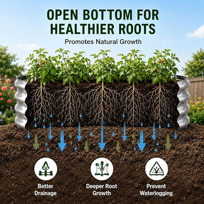 HOOPLE 2 Pack Raised Garden Bed 4x2x1FT, Galvanized Metal Raised Garden Bed Outdoor, Oval Design with Open Base for Better Drainage, Compact Garden Bed for Vegetables, Herbs & Flowers