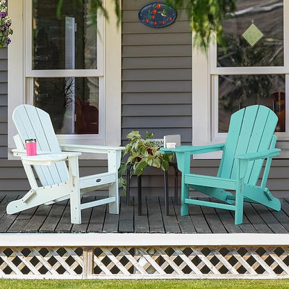 Adirondack Chair Set of 6, HDPE Folding Adirondack Chair with Multifunctional Cup Holder, Weather Resistant Fire Pit Chair for porches, patios, poolsides, Decks.