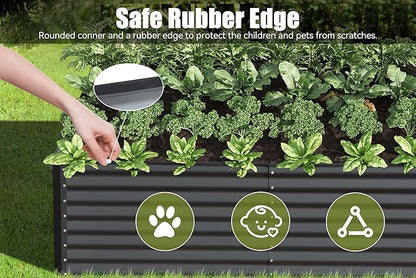 Domi 6×3×2 ft Galvanized Raised Garden Bed, Outdoor Planter Garden Boxes Large Metal Planter Box for Gardening Vegetables Fruits Flowers, Grey