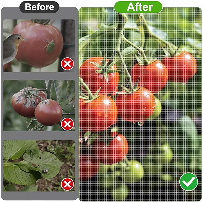 4 Pcs Garden Mesh Plant Cover for Round Tomato Cage, 57" x 15.7" Insect Bird Netting Protection Net Covers with Zipper & Drawstring, Garden Tomato Trellis Netting for Climbing Plants