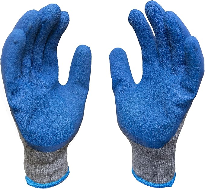 G & F Products 12 Pairs Medium Rubber Latex Double Coated Work Gloves for Construction, gardening gloves, heavy duty Cotton Blend,Blue,3100M