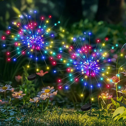 PEVOROS Garden Decor Solar Lights Outdoor,120LED Waterproof Colorful Solar Fairy Garden Lights for Outdoor Decoration,Yard, Patio, Porch,Flower Pot,Pathway, for 4th of July(2Pack)