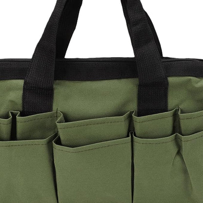 Generic Garden Tool Bag Organizer Heavy Duty 600D Oxford Cloth Toolbox with 11 Pockets for Gardening Work Green