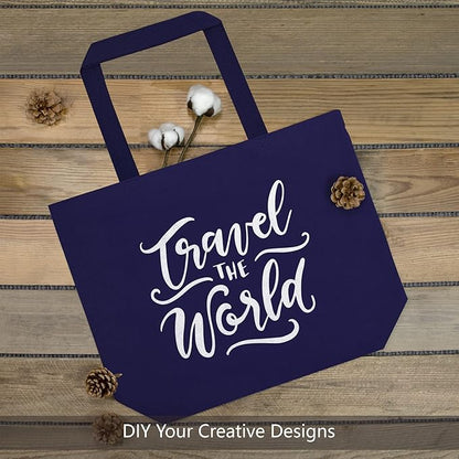 TOPDesign 2-Pack Canvas Tote Bags with Magnetic Snap, Reusable Grocery Shopping Bags, DIY Your Creative Designs